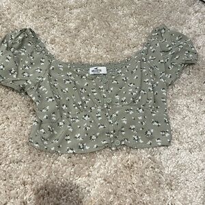 Hollister flowery green top